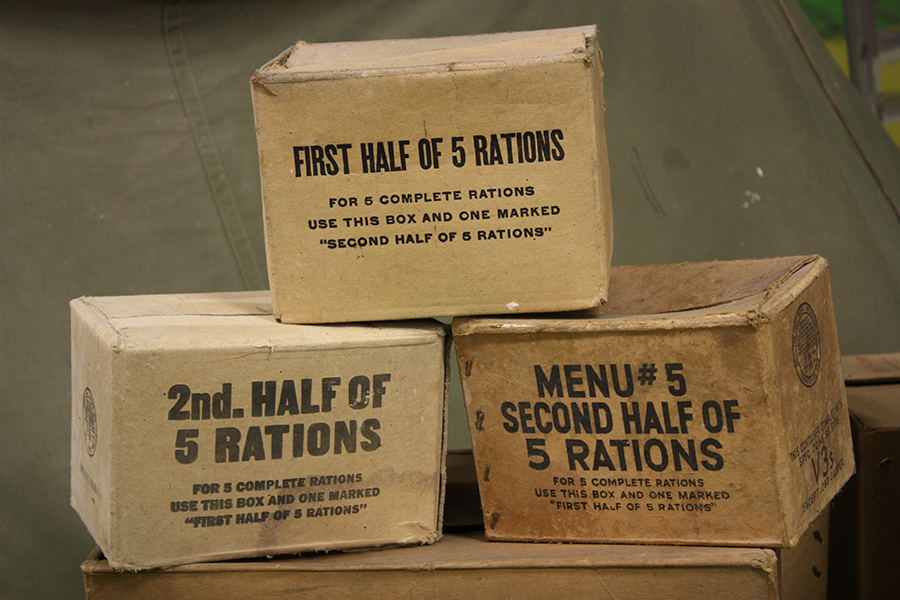 A box showing seafood rations in wartime