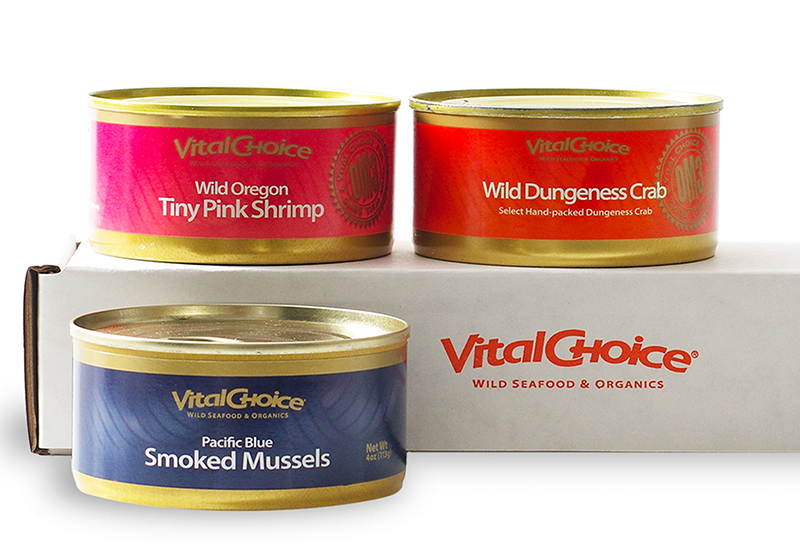 A photo of Vital Choice canned seafood, perfect for a seafood emergency pantry