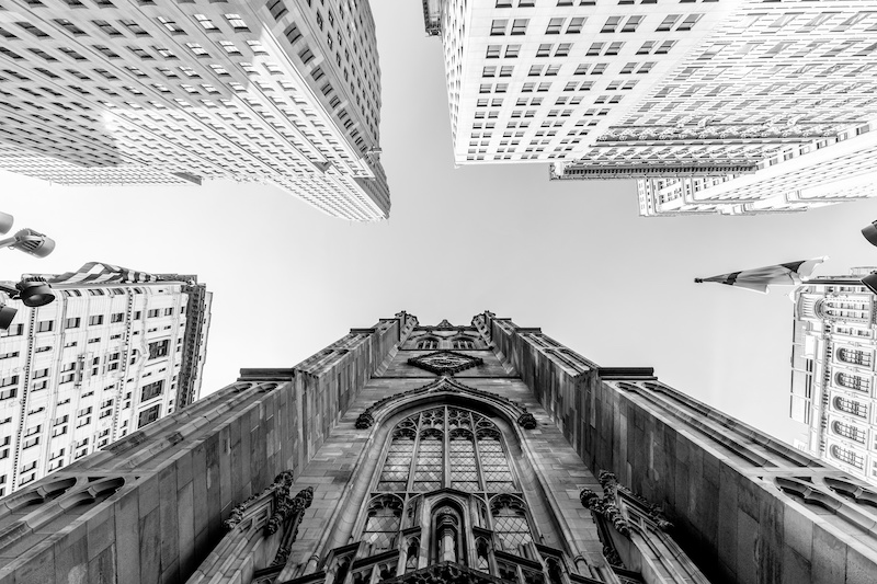 Trinity Church in New York City. Its mortar is made of crushed oyster shells from local waters. 
