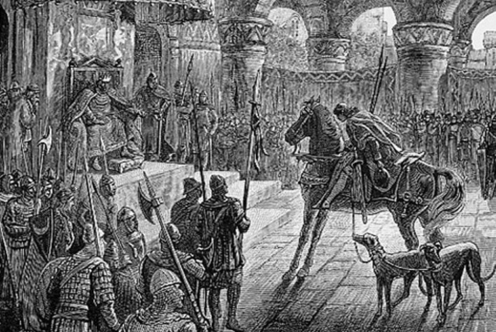 Photo of Mabinogian, Kilhwhc enters King Arthur' court.