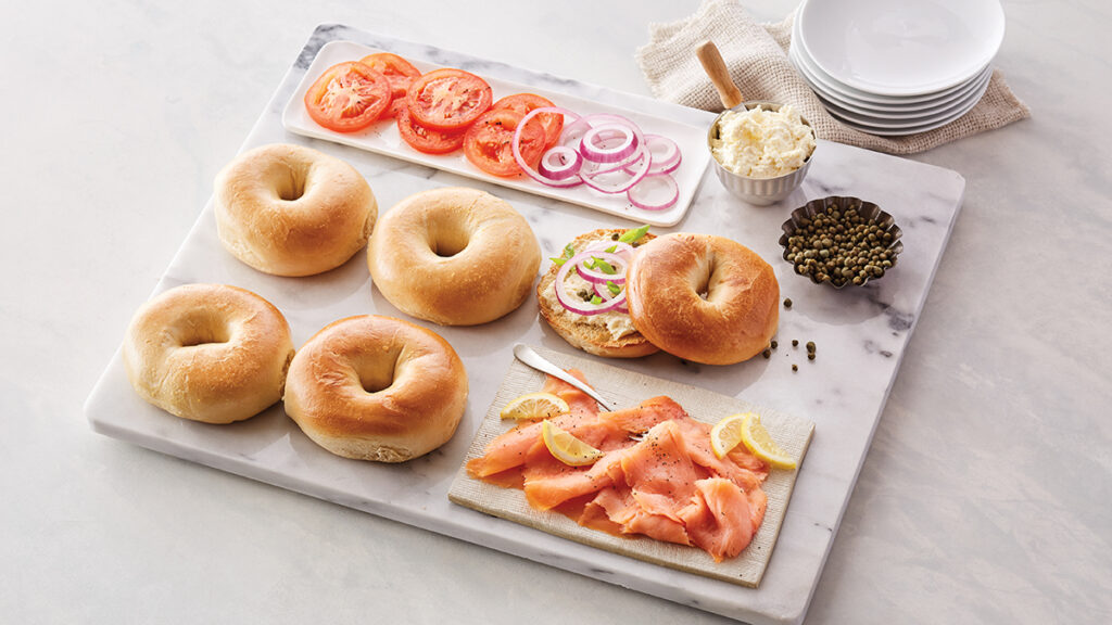 Bagel and lox spread.
