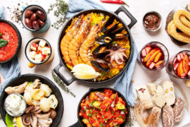An assortment of Spanish seafood tapas.
