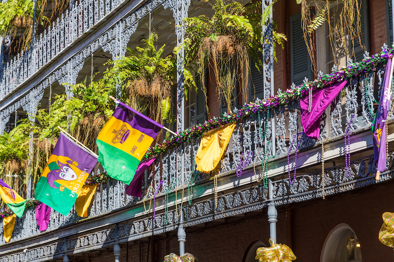 Meatless dinner ideas, street in New Orleans during Mardi Gras