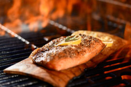 Seafood longevity - salmon on a plank