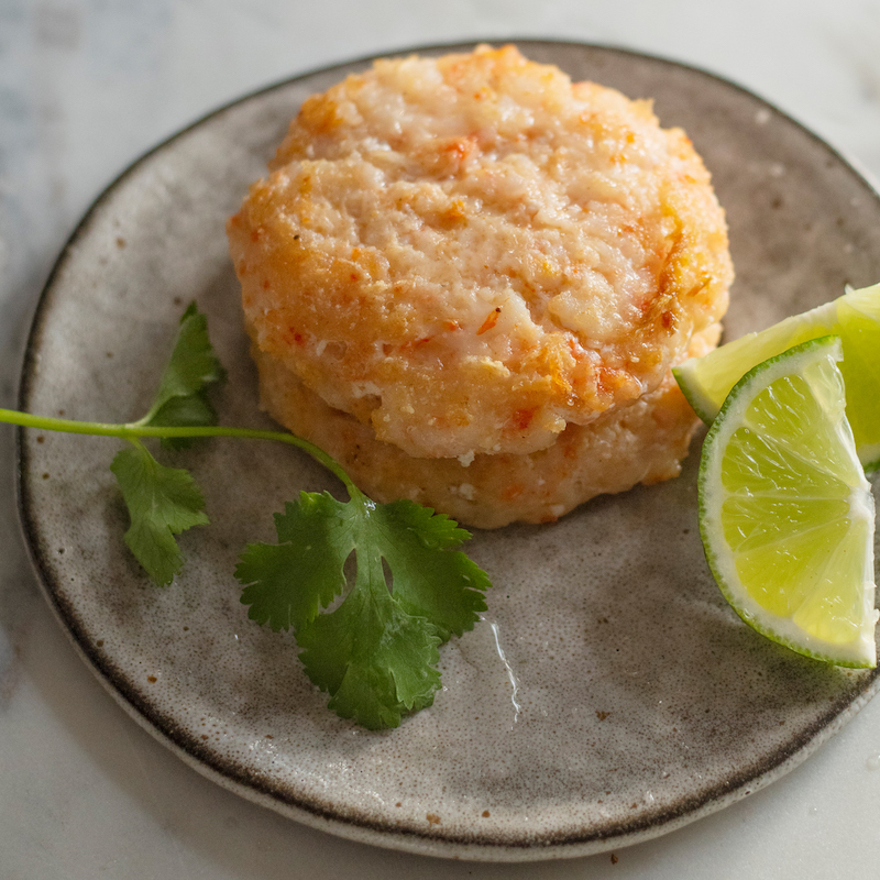 Cooking shrimp, pink shrimpburger