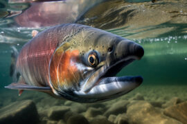 pink salmon underwater close up generated by ai