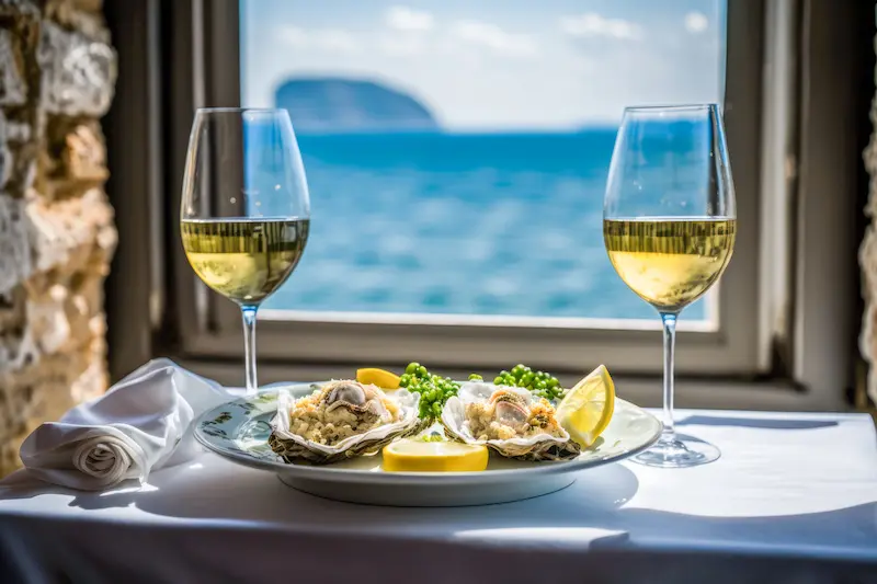 Ancient Seafood Recipes oysters and wine by the sea