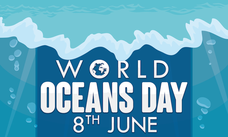 World Oceans Day showing the day's official logo. 