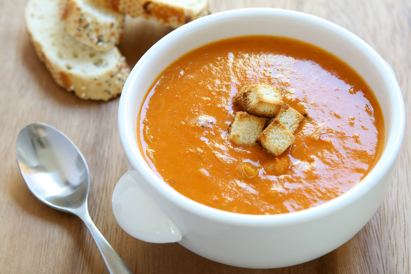 Bowl of seafood bisque.