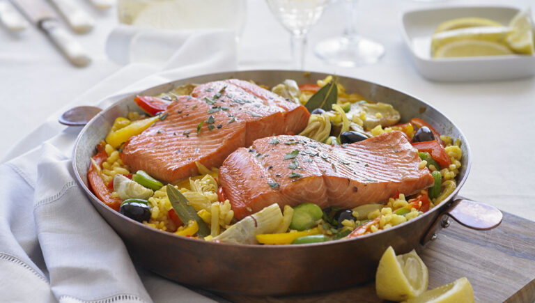 seafood longevity salmon paella