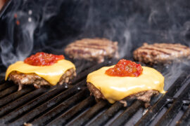 grill burgers with cheese and relish