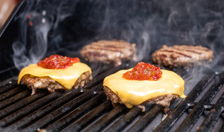 grill burgers with cheese and relish