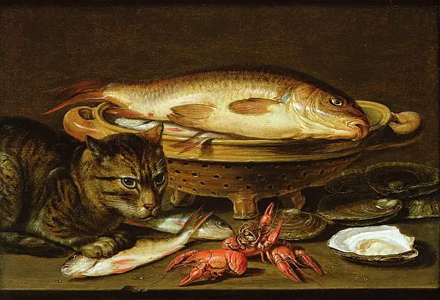 fish art Clara Peeters A still life with carp in a ceramic colander
