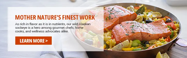 national seafood month with an ad for sockeye salmon