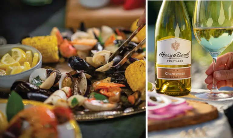 Summer wine pairings with a clam bake paired with Chardonnay.