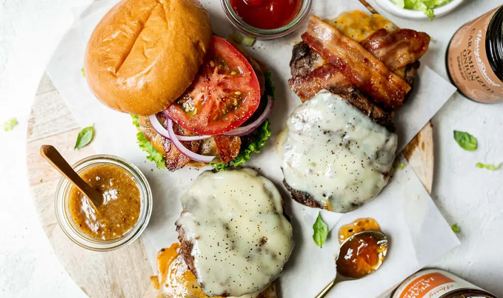 Burger bar ingredients.