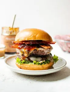 burger bar with bacon and cheese