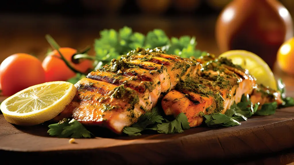 Charmoula cod recipe on a plate.