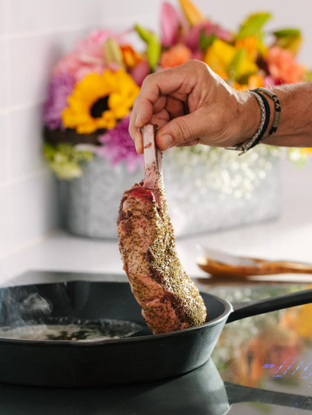 indoor grilling ribeye steak cooking