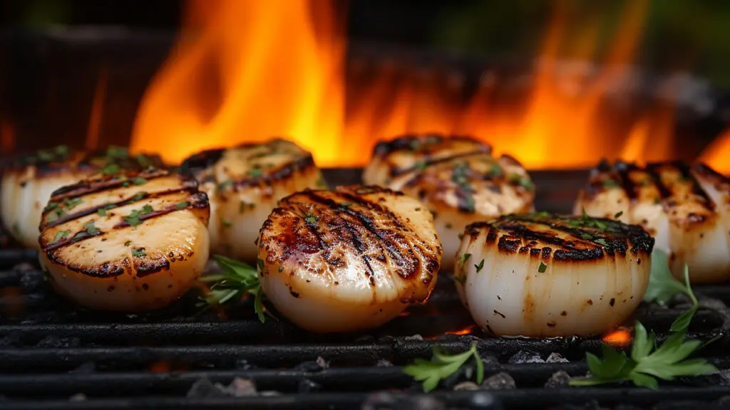 Grilled scallops with sauce