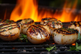 Grilled scallops with sauce