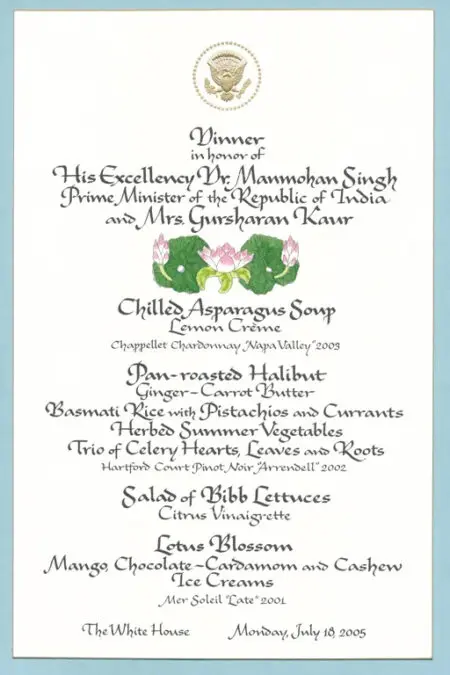 Presidents who love fish with a state dinner menu.