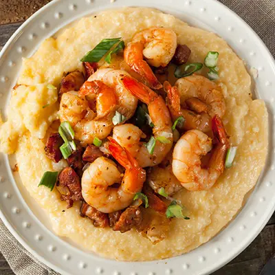 Bowl of shrimp and grits.